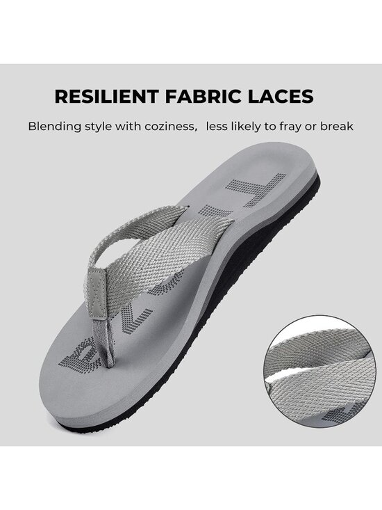 Men\'s Light Grey Flip Flops With Arch Support Summer Outdoor Beach Sandals main image 4